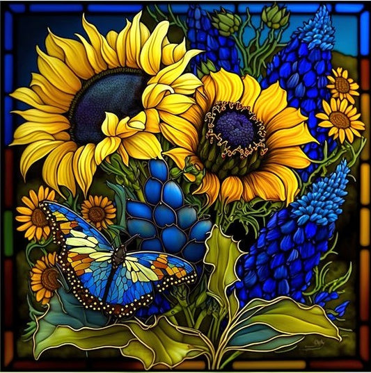 Paint by Numbers Kit Stained Glass Style Sunflowers