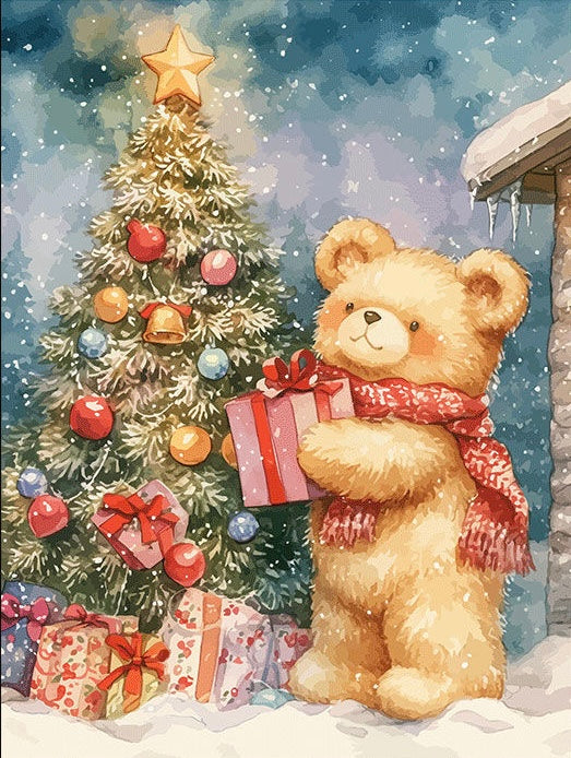 Paint by Numbers Kit Christmas Bear