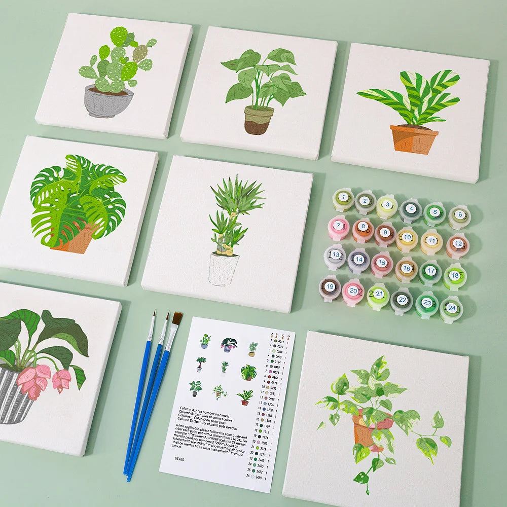 Paint by Numbers - 9 Mini Paintings | Plant Set