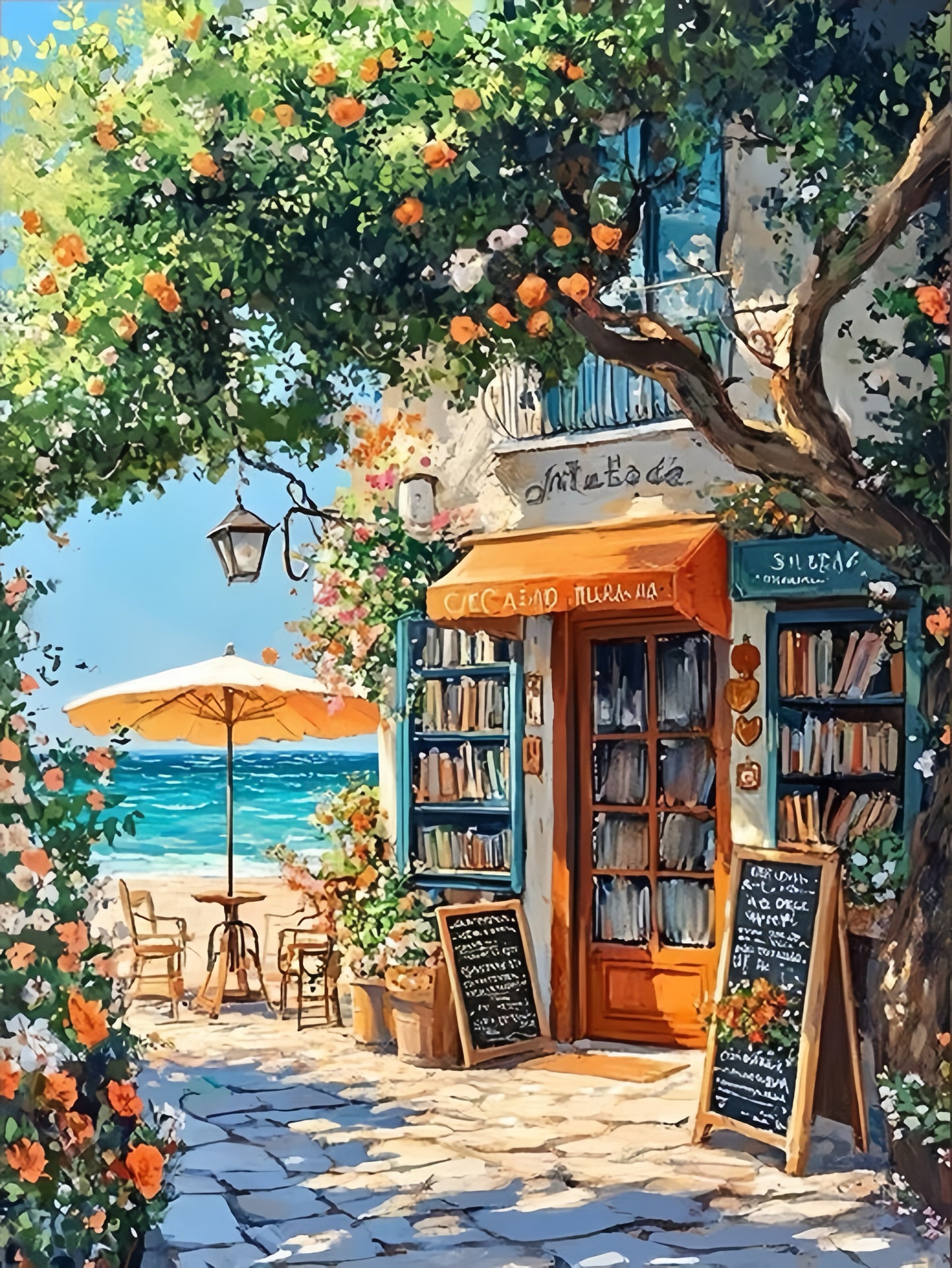 Paint by Numbers Kit Seaside Bookstore