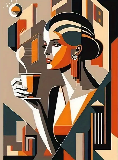 Paint by Numbers Kit Abstract Woman Drinking Coffee