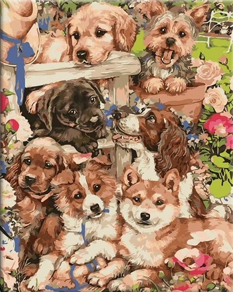 Paint by Numbers Kit Dog Family