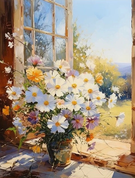 Paint by Numbers Kit Flowers On The Windowsill