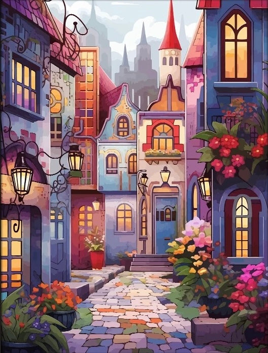 Paint by Numbers Kit Fairytale Town