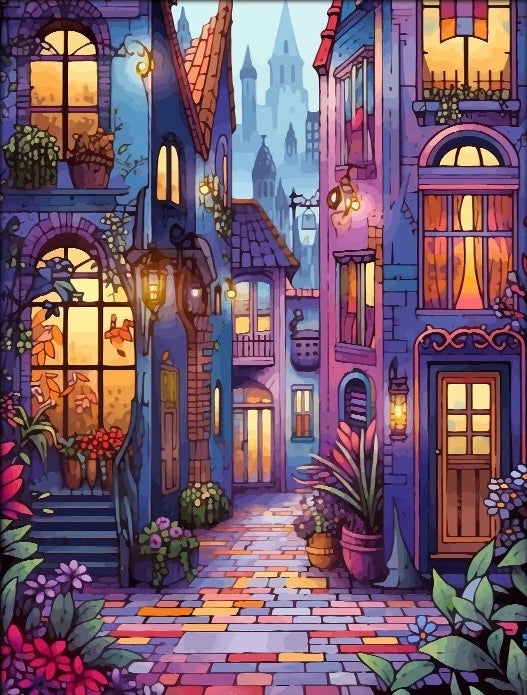 Paint by Numbers Kit Fairytale Town