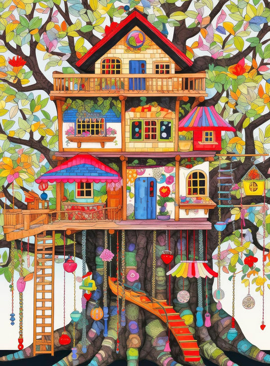 Paint by Numbers Kit Abstract Tree House