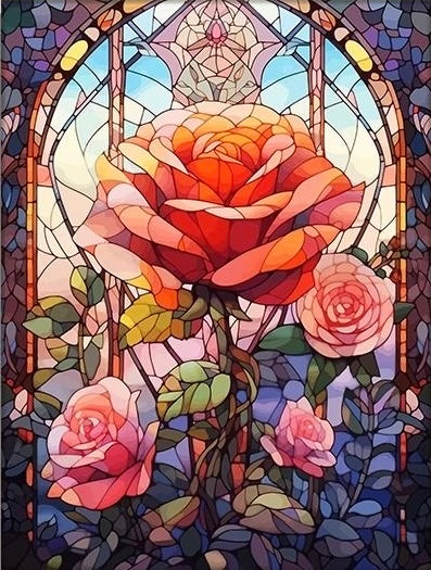 Paint by Numbers Kit Stained Glass Style Roses