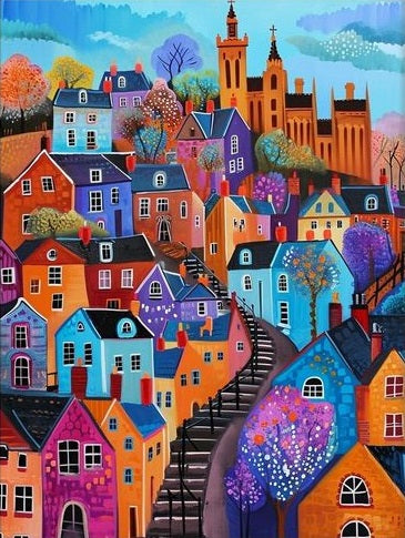 Paint by Numbers Kit Colorful Town