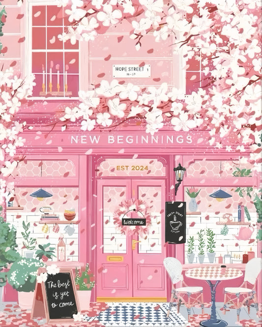 Paint by Numbers Kit Pink Street Scene