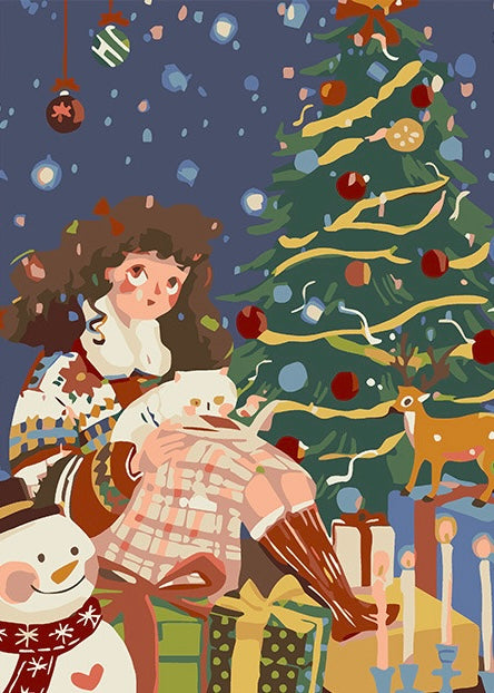 Paint by Numbers Kit Girl And Christmas Tree