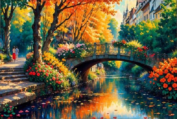 Paint by Numbers Kit Bridge Scenery