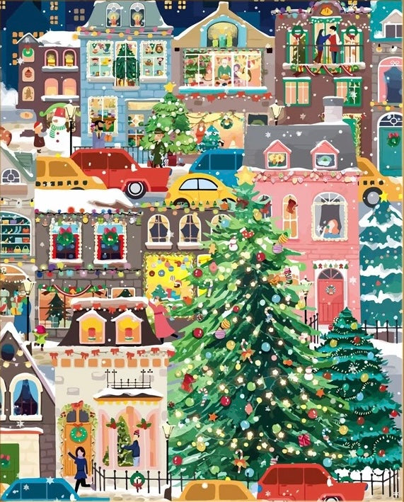 Paint by Numbers Kit Christmas Street Scene