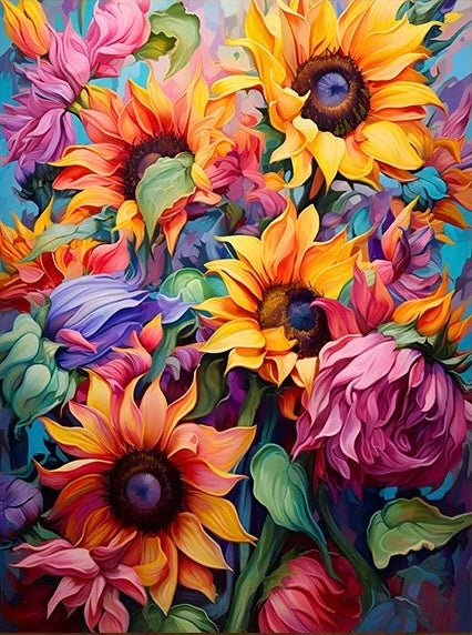 Paint by Numbers Kit Colorful Flowers