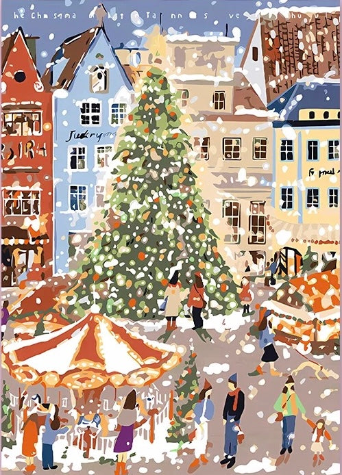 Paint by Numbers Kit Christmas Street Scene