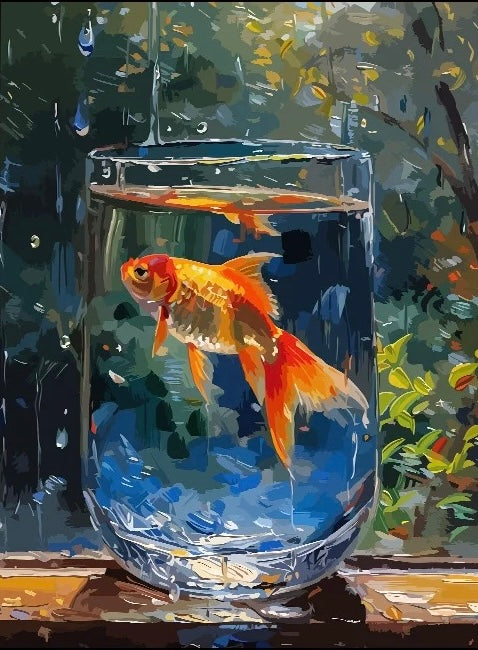 Paint by Numbers Kit Goldfish In The Rain