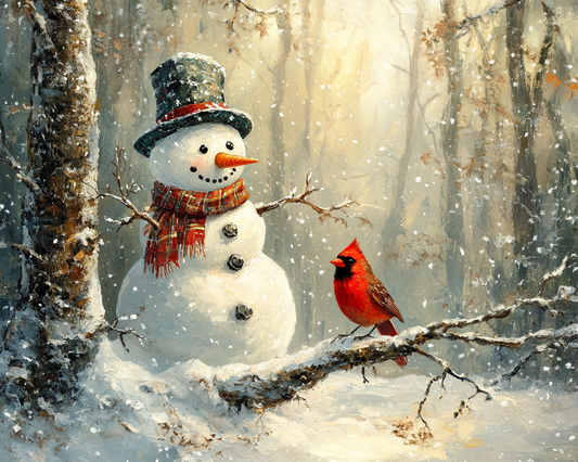 Paint by Numbers Kit Snowman And Bird