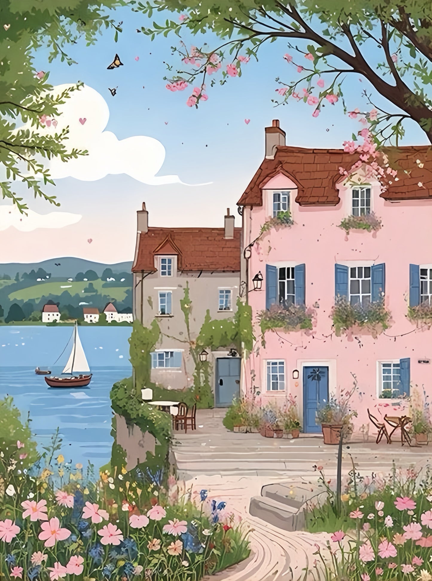 Paint by Numbers Kit Seaside House