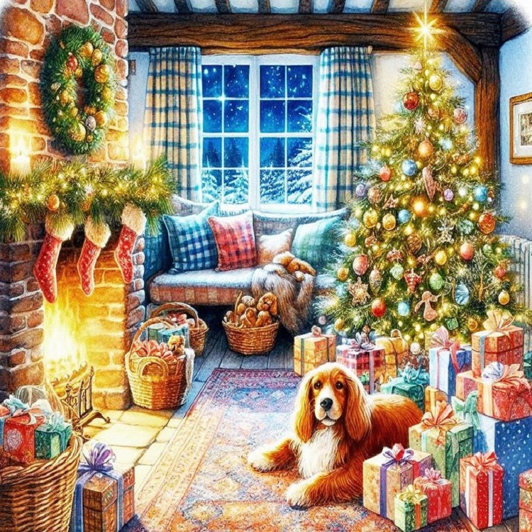 Paint by Numbers Kit Christmas Cozy Room