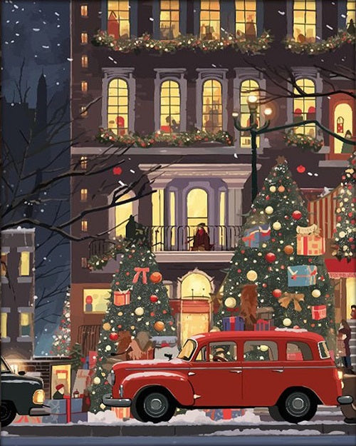 Paint by Numbers Kit Christmas Street Scene