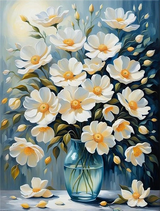 Paint by Numbers Kit White Flowers