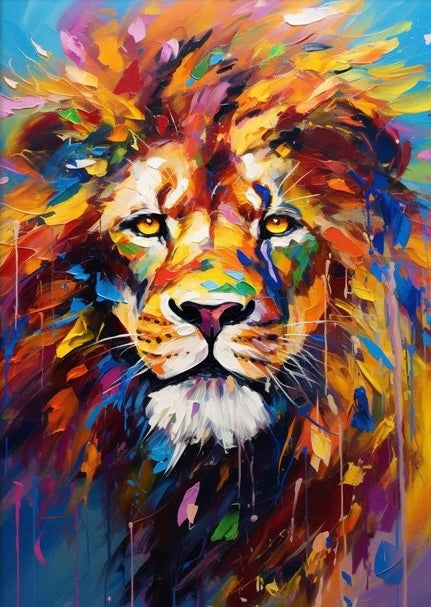 Paint by Numbers Kit Lion In Flowers