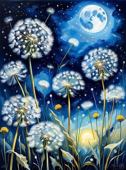 Paint by Numbers Kit Dandelions At Night