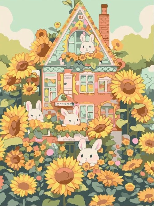 Paint by Numbers Kits Bunny Sunflower Garden