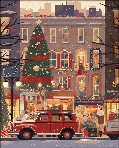 Paint by Numbers Kit Christmas Street Scene