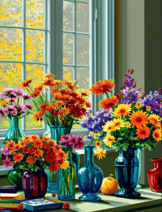 Paint by Numbers Kit Flowers On The Windowsill