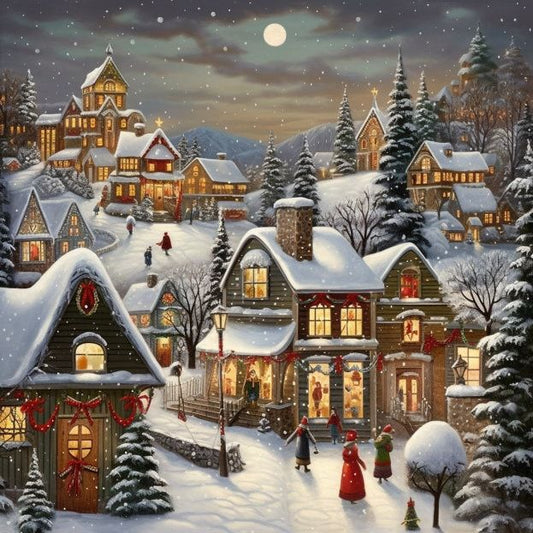 Paint by Numbers Kit Christmas Street Scene