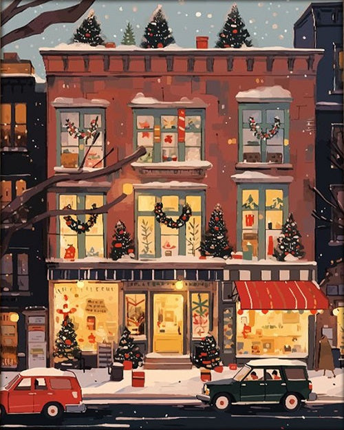 Paint by Numbers Kit Christmas Street Scene