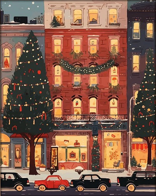 Paint by Numbers Kit Christmas Street Scene