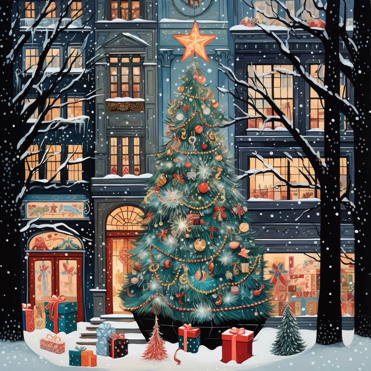 Paint by Numbers Kit Christmas Street Scene