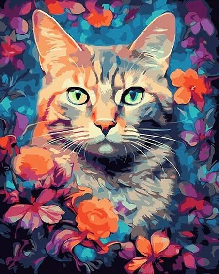 Paint by Numbers Kit Kitten In Flowers