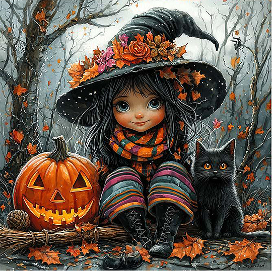 Paint by Numbers Kit Little Girl And Pumpkin