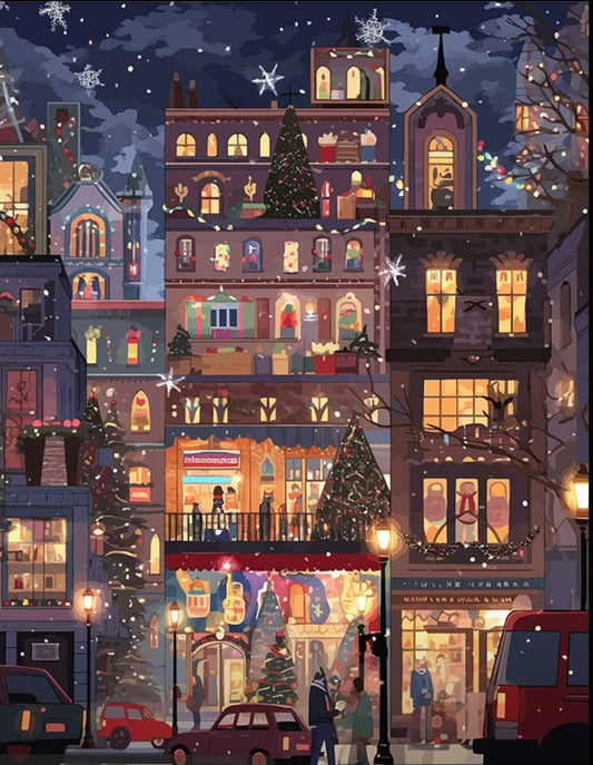 Paint by Numbers Kit Christmas Street Scene