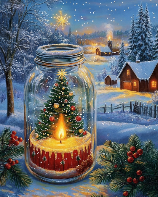 Paint by Numbers Kit Christmas Tree In A Bottle