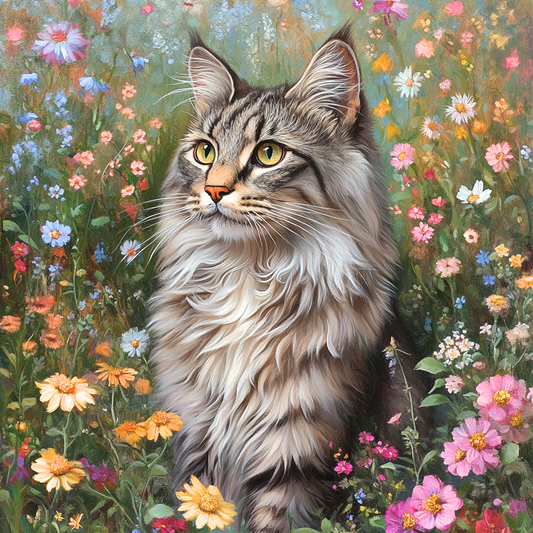 Paint by Numbers Kit Cat In The Flowers