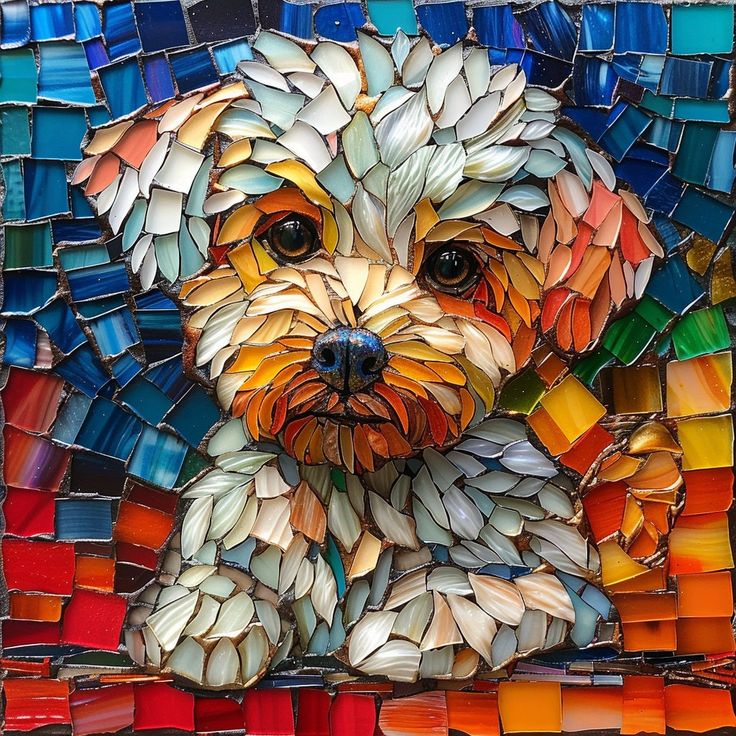 Paint by Numbers Kit Stained Glass Style Puppy