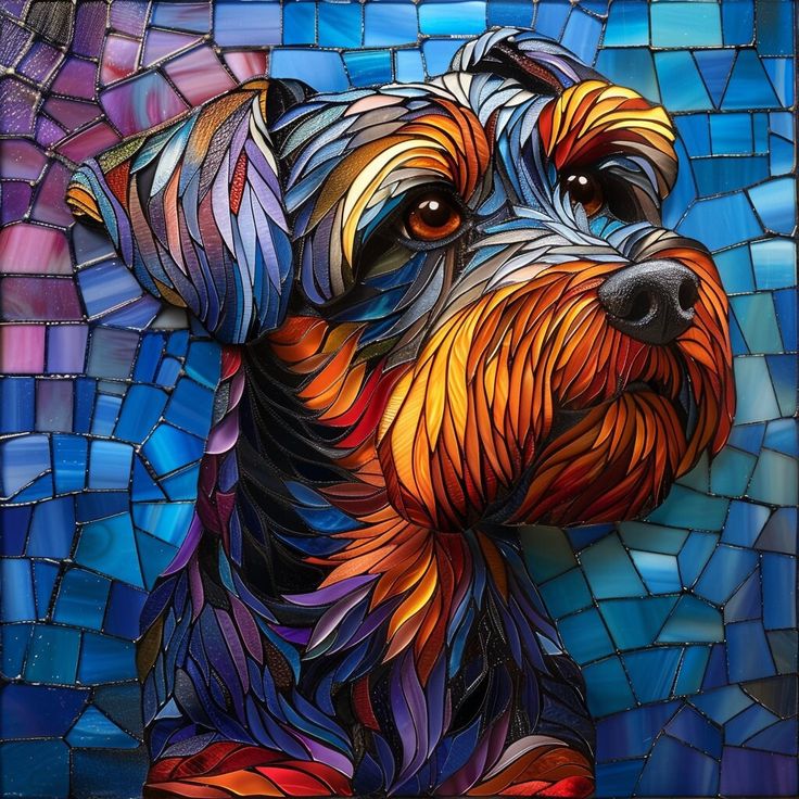 Paint by Numbers Kit Stained Glass Style Puppy