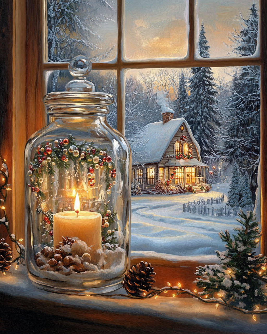 Paint by Numbers Kit Fantasy Christmas Glass Bottle