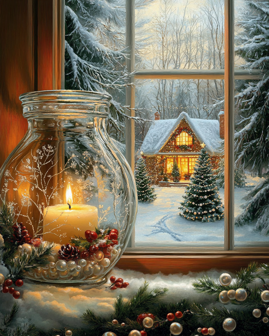 Paint by Numbers Kit Fantasy Christmas Glass Bottle