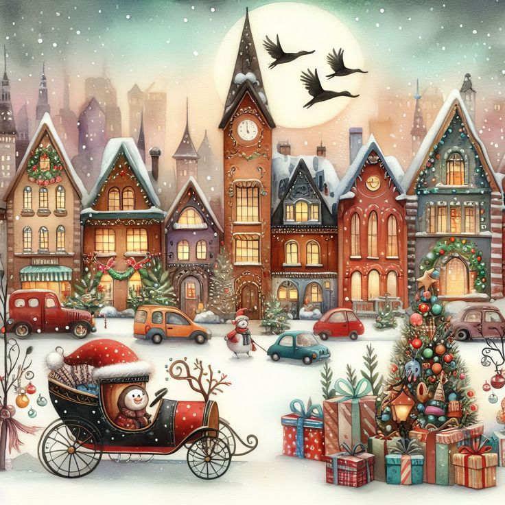 Paint by Numbers Kit Christmas Street Scene