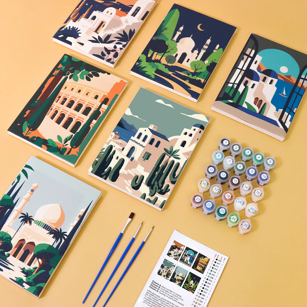 Paint by Numbers - 6 Mini Paintings | Beautiful Landscapes Set