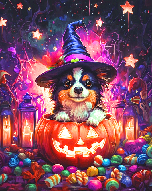 Paint by Numbers Kit Puppy And Pumpkin