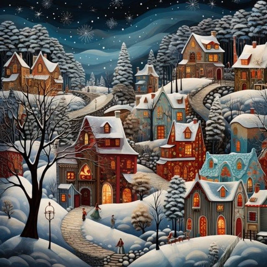 Paint by Numbers Kit Snowy Town