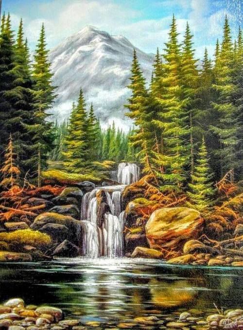 Paint by Numbers Kit Mountains And Waterfalls