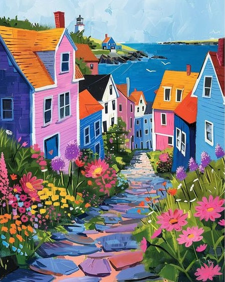 Paint by Numbers Kit Colorful Town