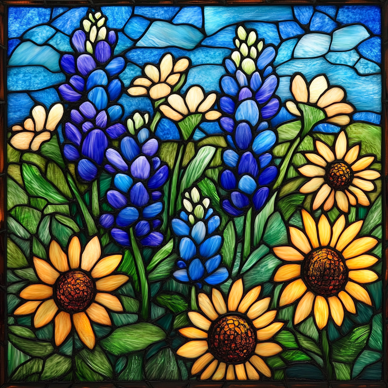 Paint by Numbers Kit Stained Glass Style Flowers