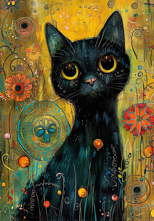 Paint by Numbers Kit Abstract Black Cat